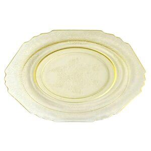 Vintage Hazel-Atlas Florentine Yellow Depression Glass Plates Set Of 2 Floral De